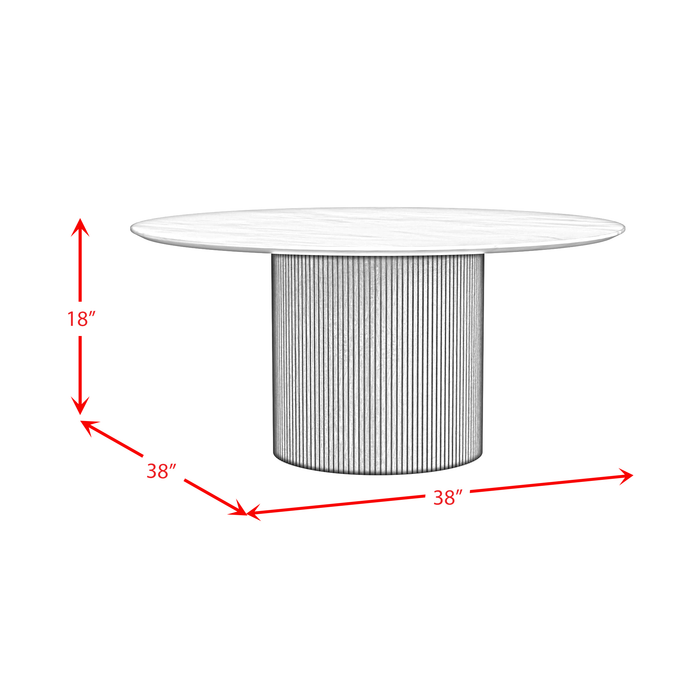 Table à café ronde moderne Sylvie de 38 po avec dessus en imitation de marbre - brun foncé 