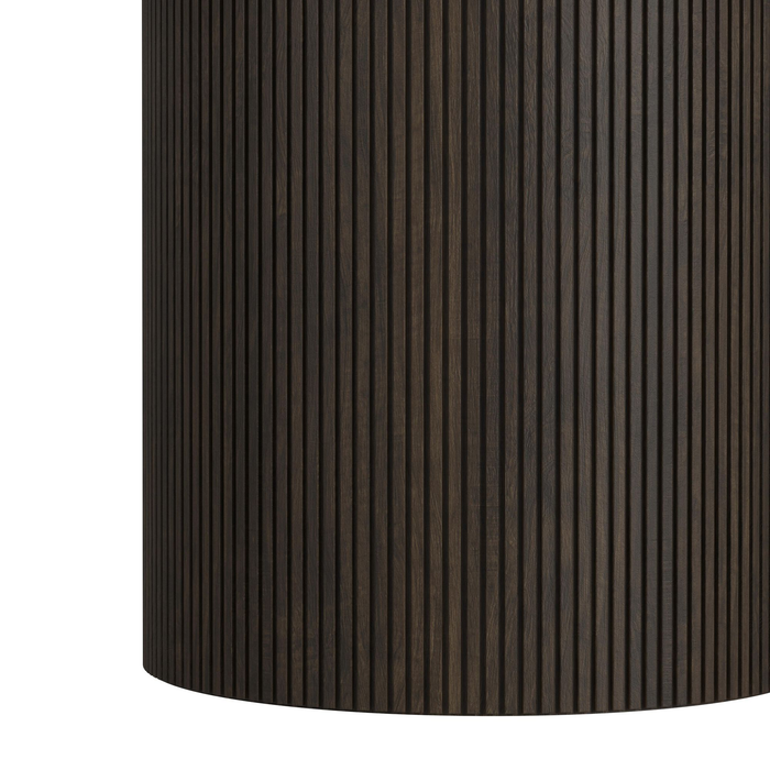 Table de bout ronde moderne Sylvie de 22 po avec dessus en imitation de marbre - brun foncé