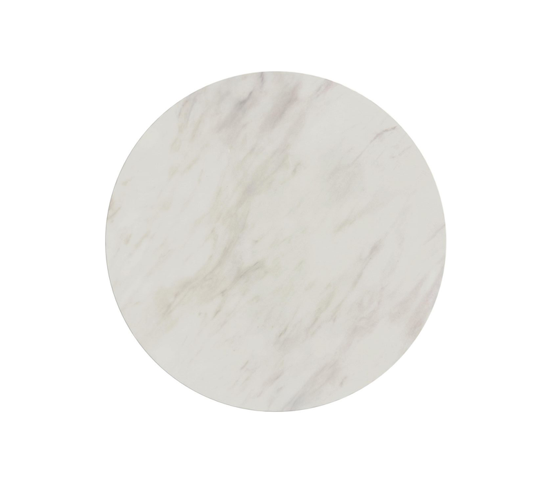 Table de bout ronde moderne Sylvie de 22 po avec dessus en imitation de marbre - brun foncé