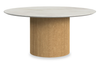 Table à café ronde moderne Sylvie de 38 po avec dessus en imitation de marbre - naturelle 