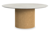Table à café ronde moderne Sylvie de 38 po avec dessus en imitation de marbre - naturelle