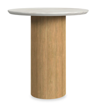  Table de bout ronde moderne Sylvie de 22 po avec dessus en imitation de marbre - naturelle