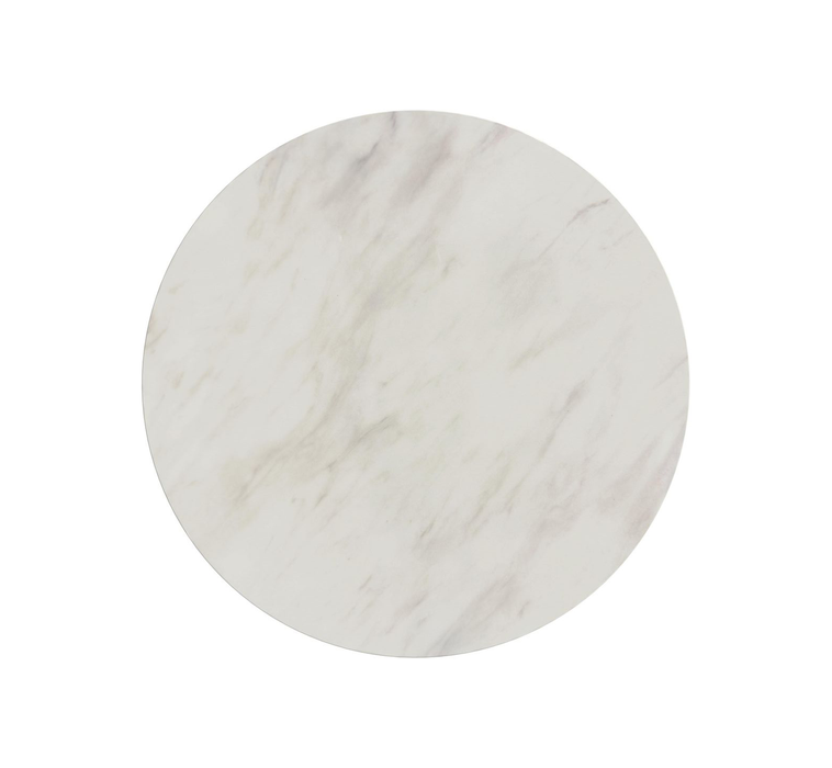 Table de bout ronde moderne Sylvie de 22 po avec dessus en imitation de marbre - naturelle 