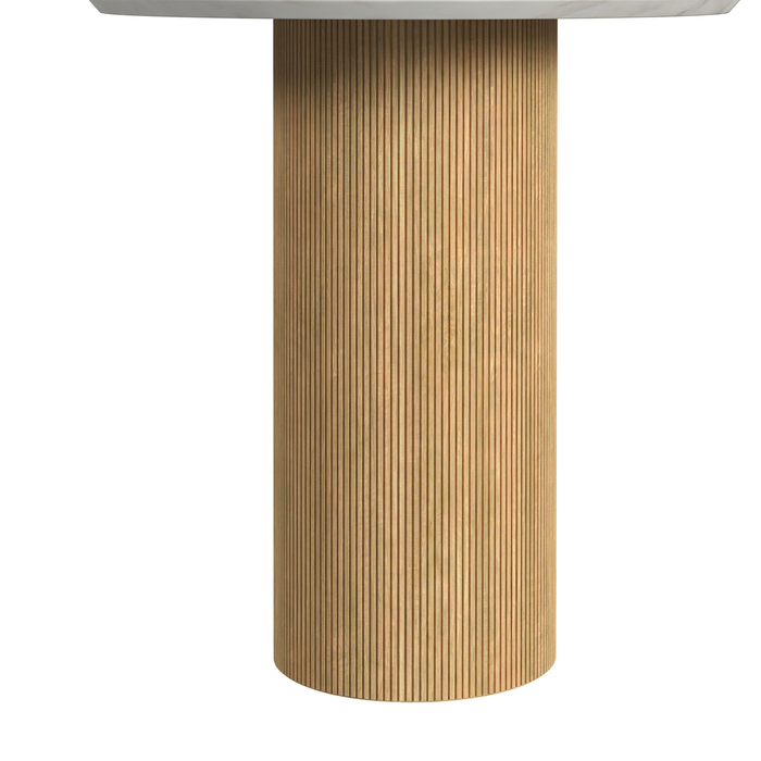 Table de bout ronde moderne Sylvie de 22 po avec dessus en imitation de marbre - naturelle 