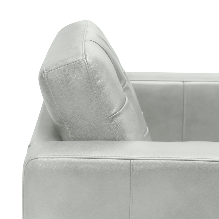 Fauteuil Theo de 37 po en cuir véritable de qualité supérieure avec coussin de dossier amovible et pattes en bois - bleu