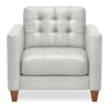 Fauteuil Theo de 37 po en cuir véritable de qualité supérieure avec coussin de dossier amovible et pattes en bois - bleu