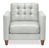  Fauteuil Theo de 37 po en cuir véritable de qualité supérieure avec coussin de dossier amovible et pattes en bois - bleu