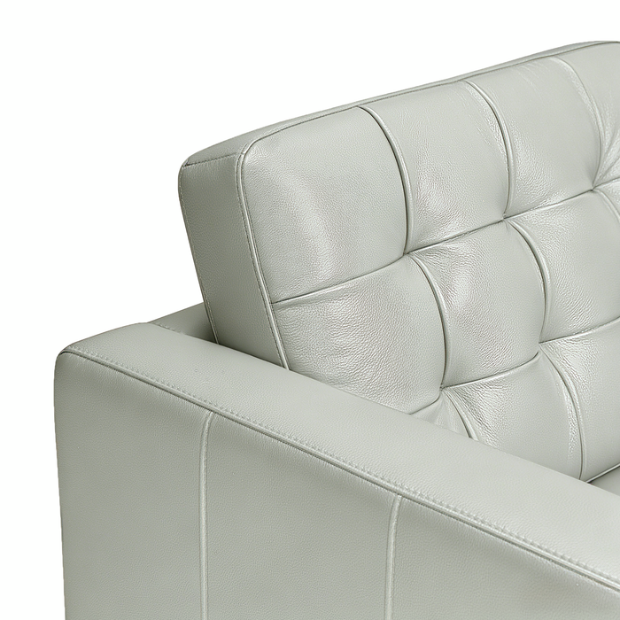 Sofa Theo de 85 po en cuir véritable de qualité supérieure avec coussin de dossier amovible et pattes en bois - bleu