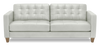 Sofa Theo de 85 po en cuir véritable de qualité supérieure avec coussin de dossier amovible et pattes en bois - bleu