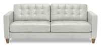 Sofa Theo de 85 po en cuir véritable de qualité supérieure avec coussin de dossier amovible et pattes en bois - bleu
