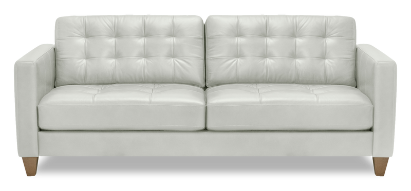Sofa Theo de 85 po en cuir véritable de qualité supérieure avec coussin de dossier amovible et pattes en bois - bleu