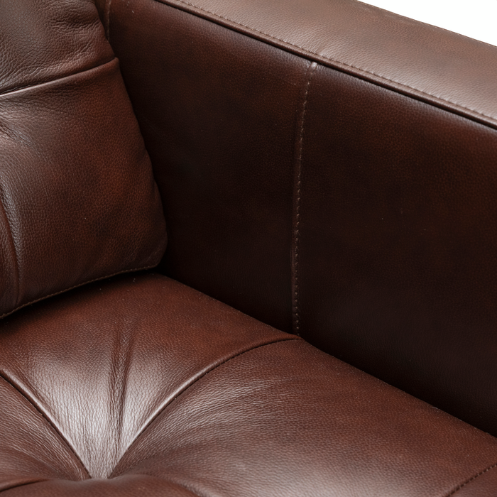 Fauteuil Theo de 37 po en cuir véritable de qualité supérieure avec coussin de dossier amovible et pattes en bois - bourgogne