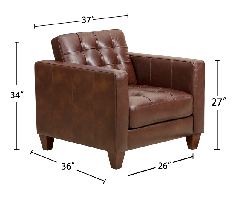 Fauteuil Theo de 37 po en cuir véritable de qualité supérieure avec coussin de dossier amovible et pattes en bois - bourgogne