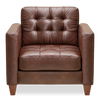 Fauteuil Theo de 37 po en cuir véritable de qualité supérieure avec coussin de dossier amovible et pattes en bois - bourgogne