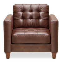 Fauteuil Theo de 37 po en cuir véritable de qualité supérieure avec coussin de dossier amovible et pattes en bois - bourgogne