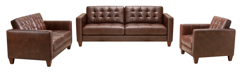 Sofa Theo de 85 po en cuir véritable de qualité supérieure avec coussin de dossier amovible et pattes en bois - bourgogne