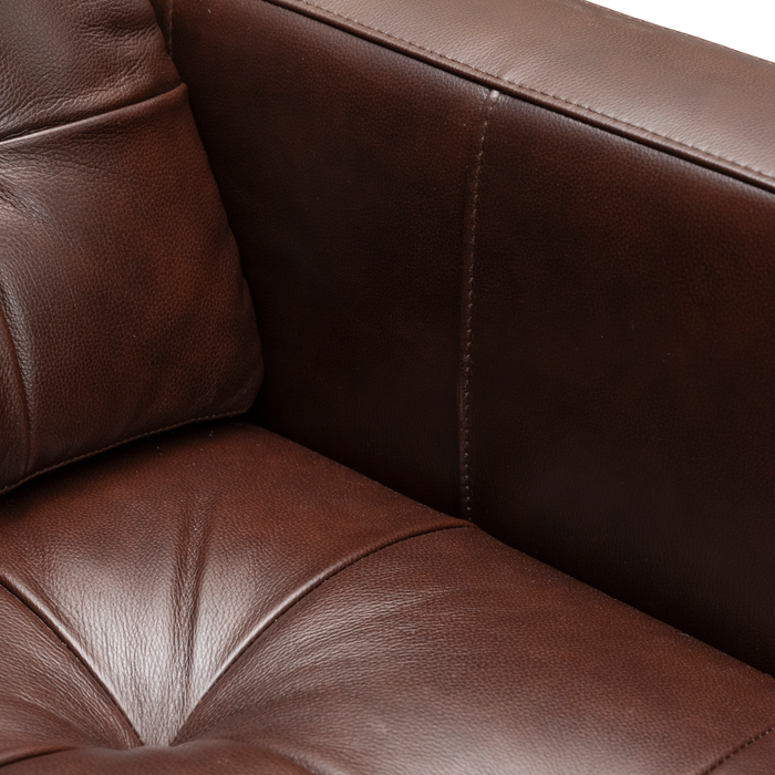Sofa Theo de 85 po en cuir véritable de qualité supérieure avec coussin de dossier amovible et pattes en bois - bourgogne