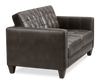 Theo 62" Top-Grain Genuine Leather Loveseat with Removable Back Cushion and Wood Feet – Grey | Causeuse Theo de 62 po en cuir véritable de qualité supérieure avec coussin de dossier amovible et pattes en bois - grise