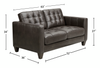 Theo 62" Top-Grain Genuine Leather Loveseat with Removable Back Cushion and Wood Feet – Grey | Causeuse Theo de 62 po en cuir véritable de qualité supérieure avec coussin de dossier amovible et pattes en bois - grise