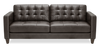 Sofa Theo de 85 po en cuir véritable de qualité supérieure avec coussin de dossier amovible et pattes en bois - gris