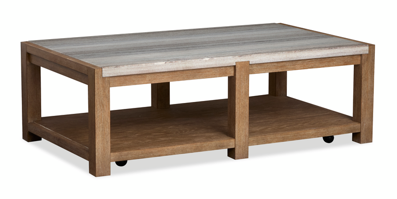 Table à café Timber de 52 po avec dessus en marbre et rangement - brun sierra