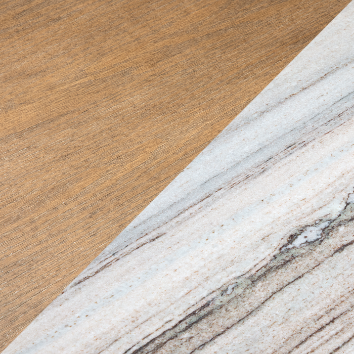 Table de salon Timber de 56 po avec dessus en marbre et rangement - brun sierra