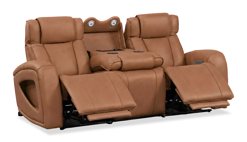 Sofa à inclinaison électrique Titan de Shaquille O’Neal Home de 92 po en cuir véritable avec confort Shaq-o-pedic -  terre