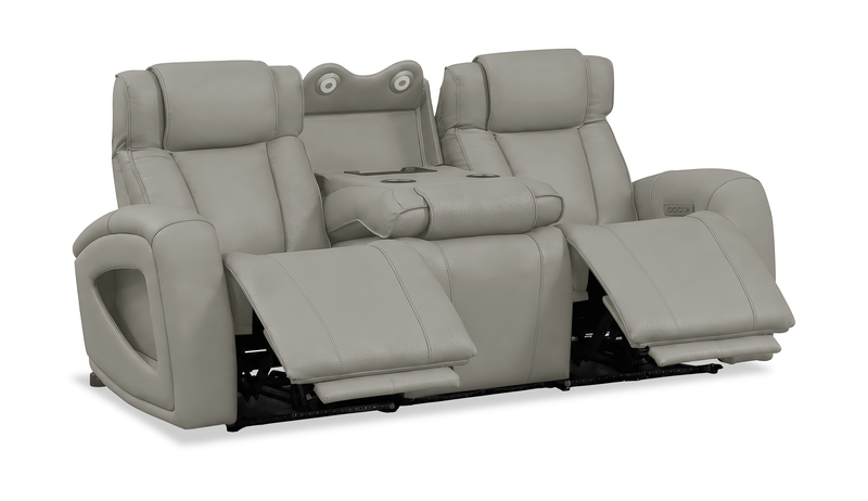 Sofa à inclinaison électrique Titan de Shaquille O’Neal Home de 92 po en cuir véritable avec confort Shaq-o-pedic - ardoise 