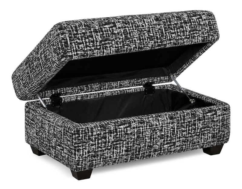Pouf de rangement personnalisable Trunk de Sofa Lab de 39 po fabriqué au Canada en tissu - tissu décoratif Jet