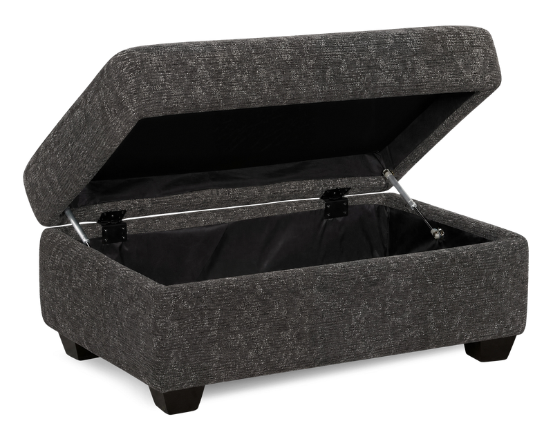 Pouf de rangement personnalisable Trunk de Sofa Lab de 39 po fabriqué au Canada en tissu - Plush Charcoal