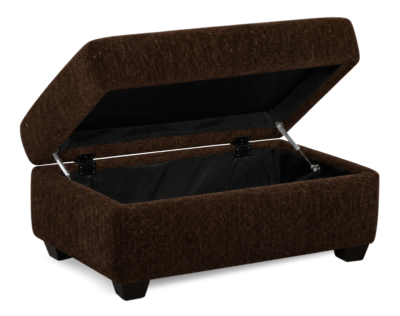 Pouf de rangement personnalisable Trunk de Sofa Lab de 39 po fabriqué au Canada en tissu - Plush Chocolate