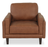 Fauteuil d’appoint traditionnel Venice de 39 po en cuir véritable - brun clair
