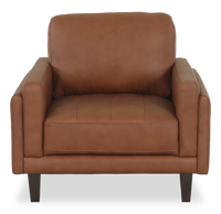  Fauteuil d’appoint traditionnel Venice de 39 po en cuir véritable - brun clair