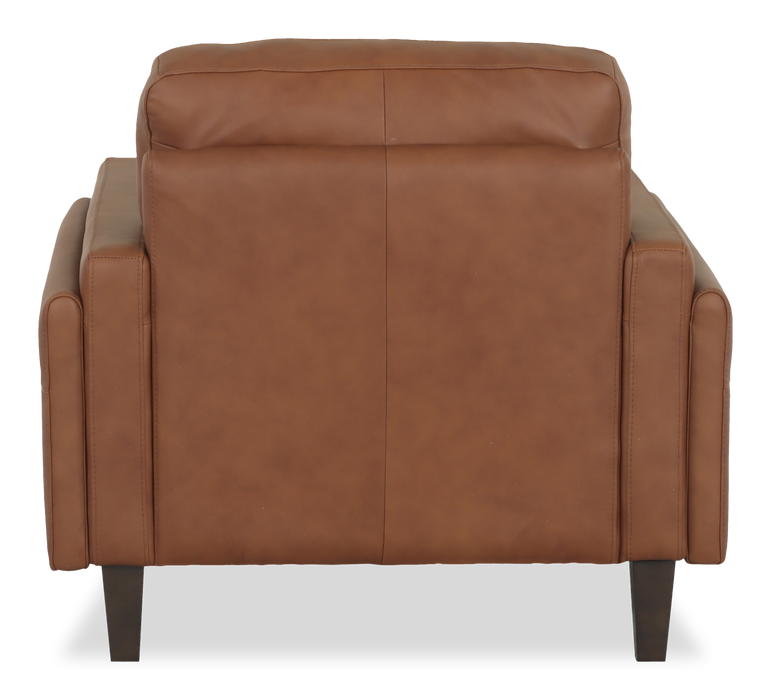 Fauteuil d’appoint traditionnel Venice de 39 po en cuir véritable - brun clair