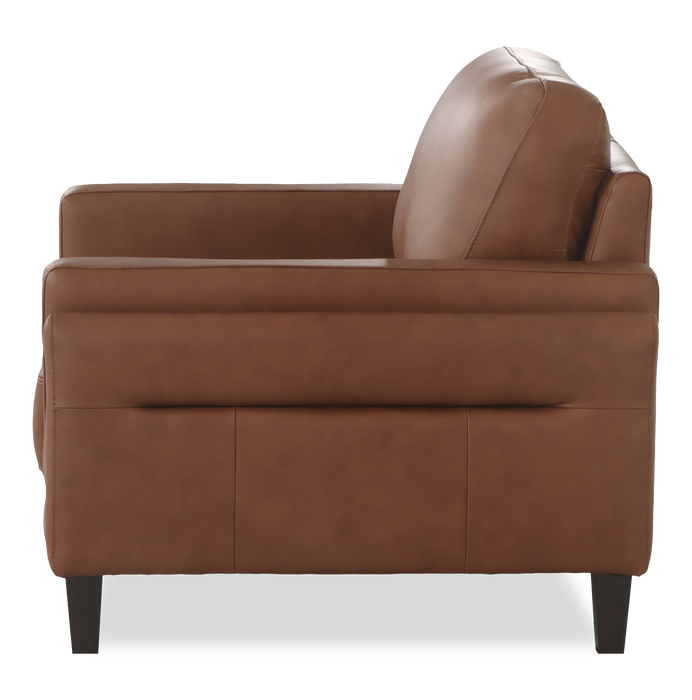 Fauteuil d’appoint traditionnel Venice de 39 po en cuir véritable - brun clair