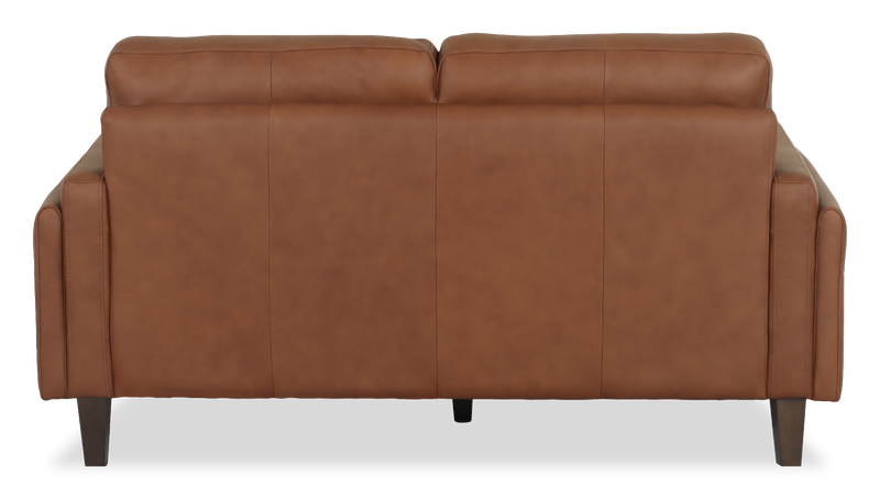 Causeuse traditionnelle Venice de 65 po en cuir véritable - brun clair