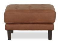 Pouf traditionnel Venice de 30 po en cuir véritable - brun clair