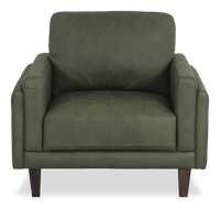 Fauteuil d’appoint traditionnel Venice de 39 po en cuir véritable - vert