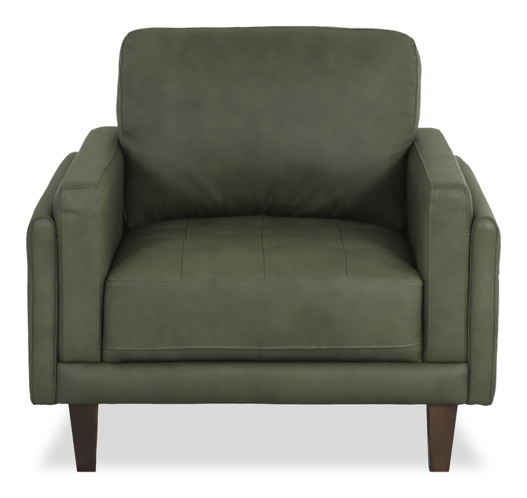 Fauteuil d’appoint traditionnel Venice de 39 po en cuir véritable - vert