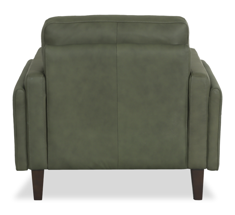 Fauteuil d’appoint traditionnel Venice de 39 po en cuir véritable - vert