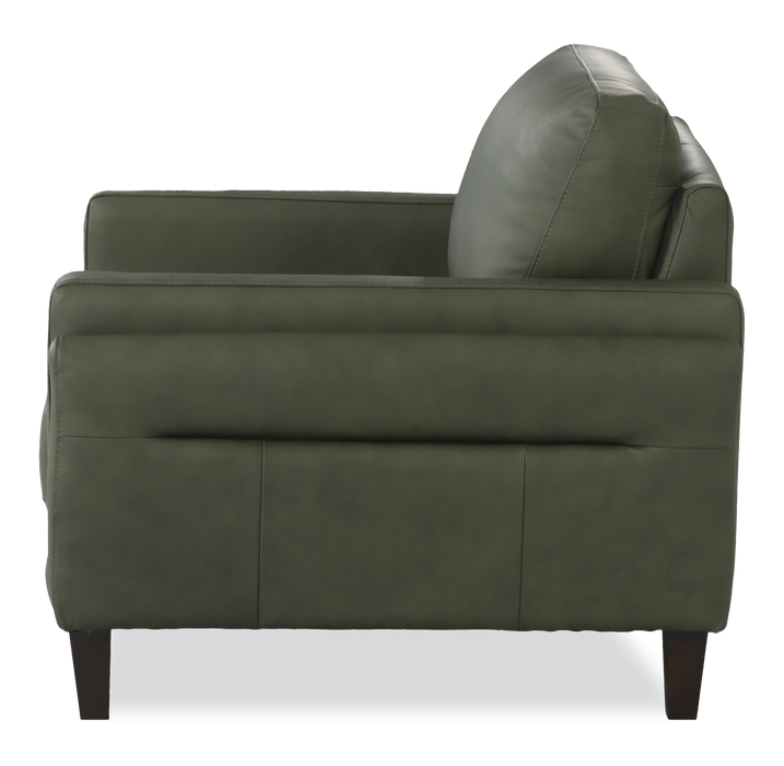 Fauteuil d’appoint traditionnel Venice de 39 po en cuir véritable - vert