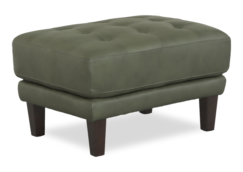 Pouf traditionnel Venice de 30 po en cuir véritable - vert