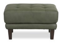 Pouf traditionnel Venice de 30 po en cuir véritable - vert