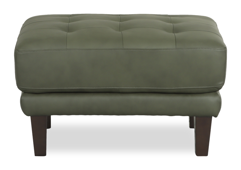 Pouf traditionnel Venice de 30 po en cuir véritable - vert