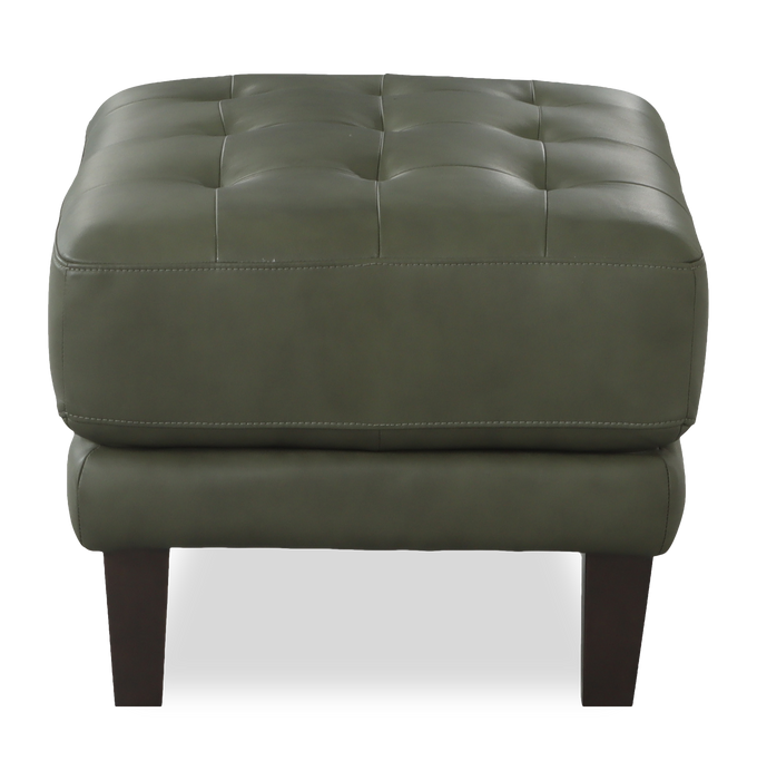 Pouf traditionnel Venice de 30 po en cuir véritable - vert