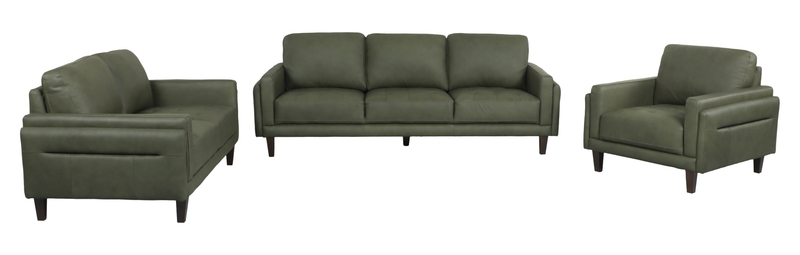 Fauteuil d’appoint traditionnel Venice de 39 po en cuir véritable - vert