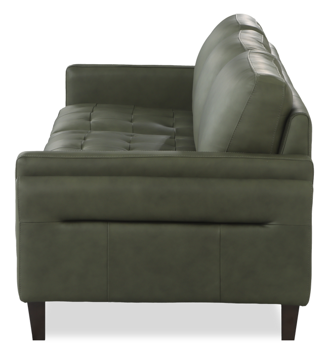 Sofa traditionnel Venice de 91 po en cuir véritable - vert