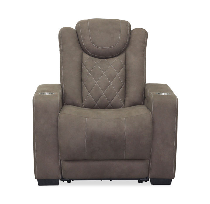 Fauteuil à inclinaison électrique Venture de 35,83 po en suédine avec appuie-têtes électriques, porte-gobelets et port USB - chocolat