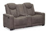 Venture 70.08” Faux Suede Power Reclining Loveseat with Power Headrests, Cupholders, and USB Port - Chocolate | Causeuse à inclinaison électrique Venture de 70,08 po en suédine avec appuie-têtes électriques, porte-gobelets et port USB - chocolat