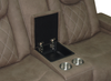 Venture 70.08” Faux Suede Power Reclining Loveseat with Power Headrests, Cupholders, and USB Port - Chocolate | Causeuse à inclinaison électrique Venture de 70,08 po en suédine avec appuie-têtes électriques, porte-gobelets et port USB - chocolat